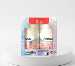 Babaria Deodorant Roll On Invisible – 50ml*2 Offer